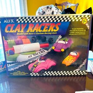 NWT Clay Racers Model and Race 4 Custom Racing Cars